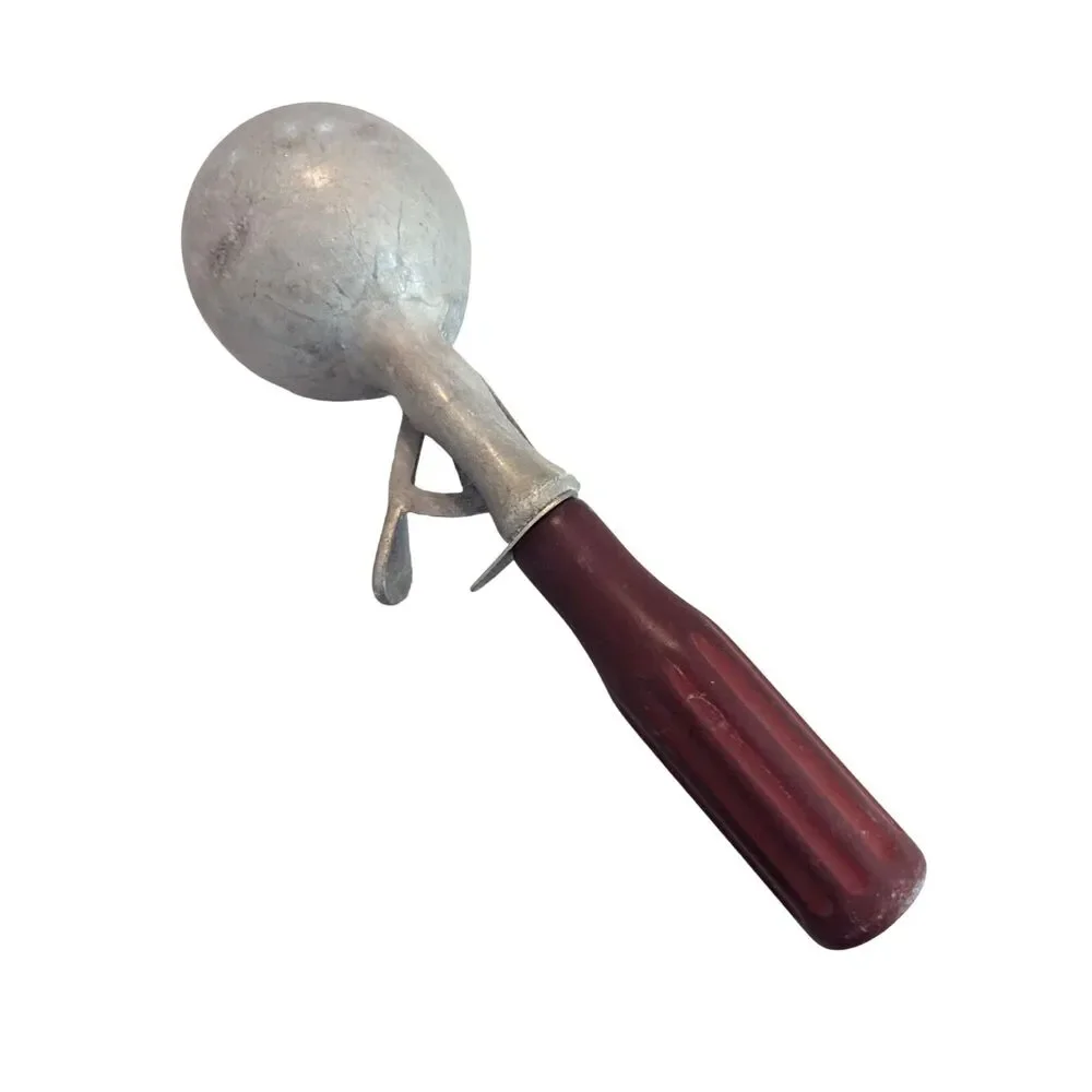 Ice Cream Scoop by Peerless 8.75-in Metal Red Wood Handle Working Vintage 1950s